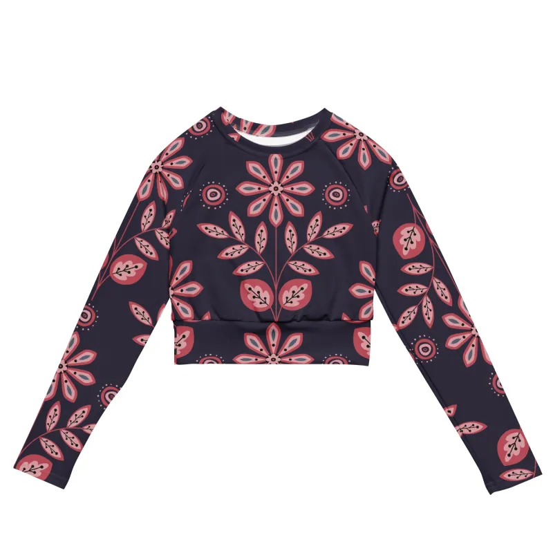 Pink Floral Long Sleeve Crop Top sold by Wander Trails