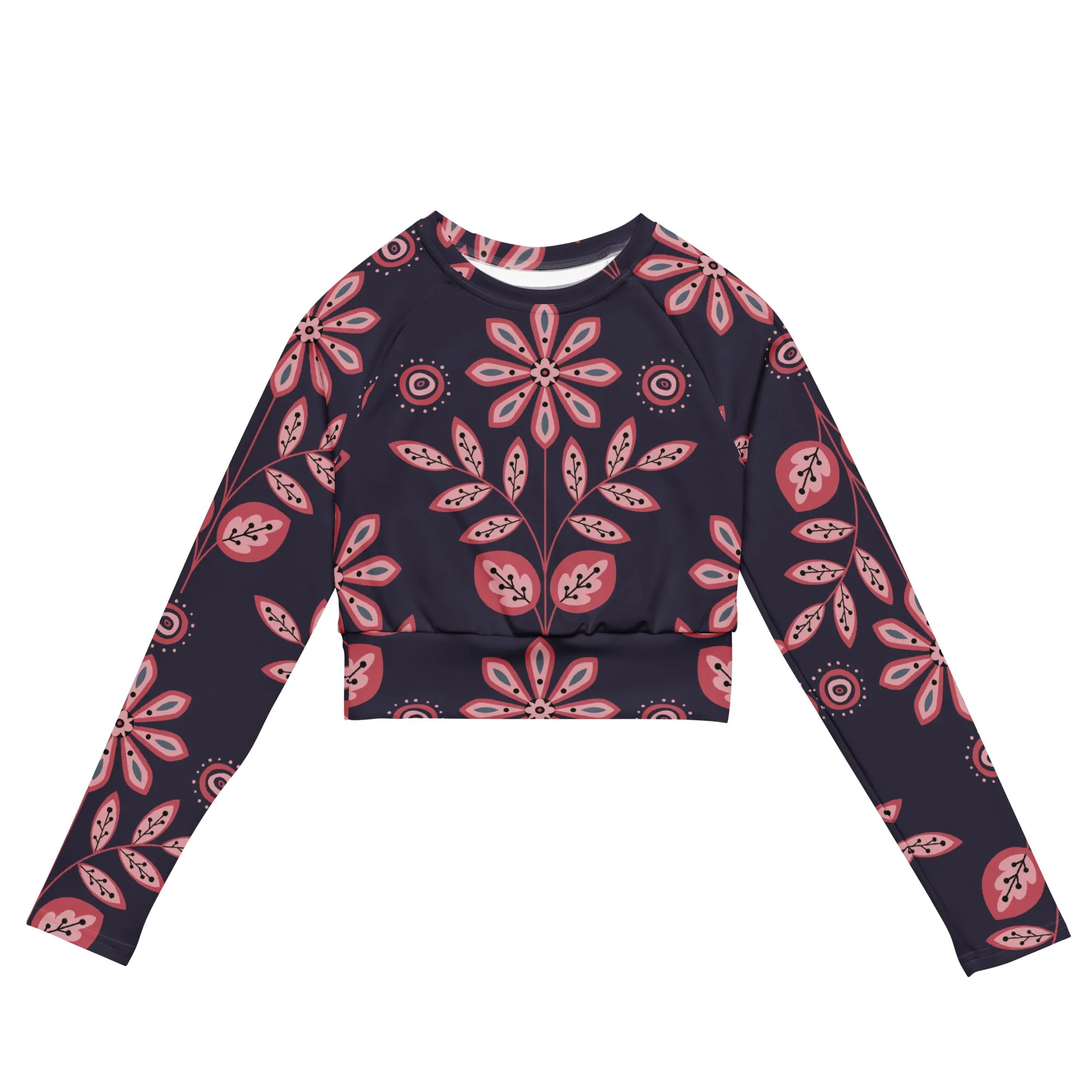 Pink Floral Long Sleeve Crop Top sold by Wander Trails