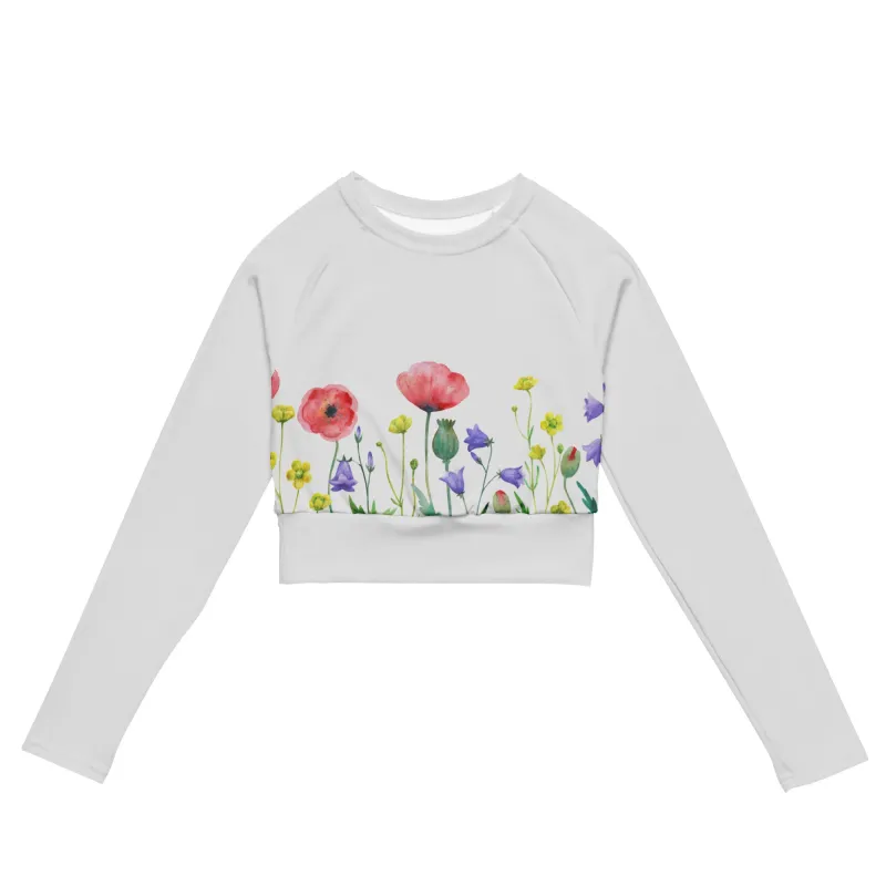 Blissful Blossoms Floral Long Sleeve Crop Top made by Wander Trails