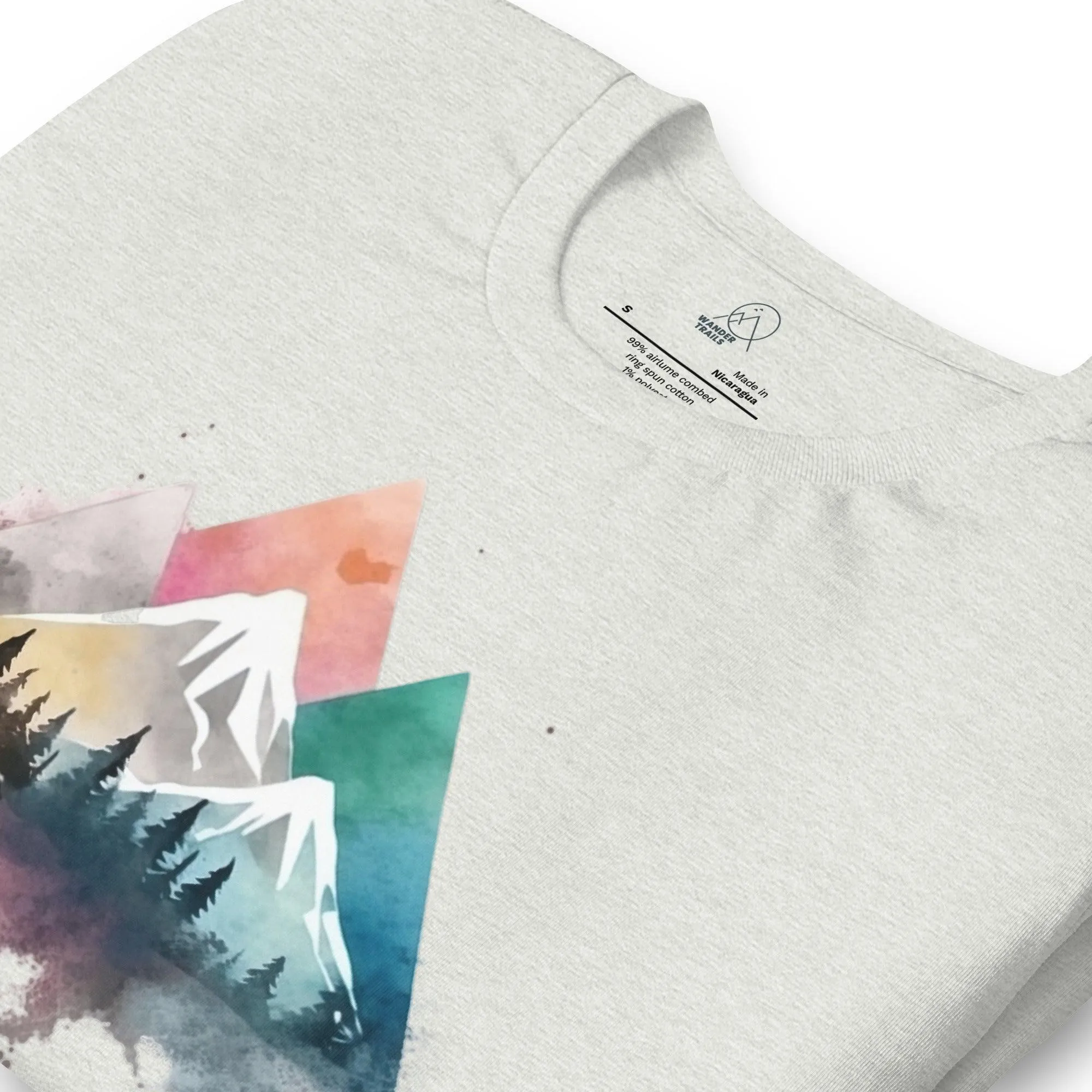 Watercolor Geometric Mountain Range Unisex T-shirt sold by Wander Trails product image thumbnail 3