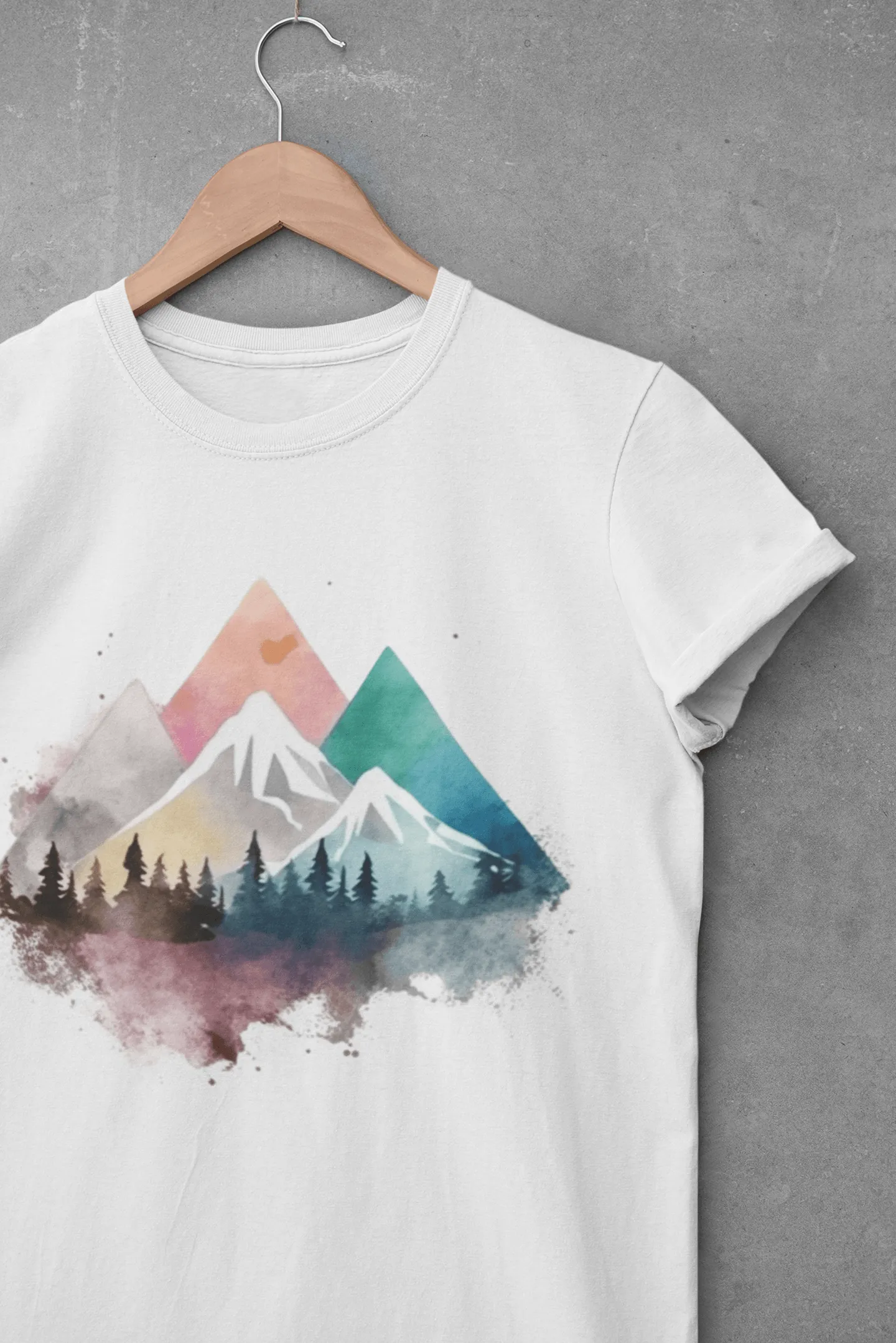 Watercolor Geometric Mountain Range Unisex T-shirt sold by Wander Trails