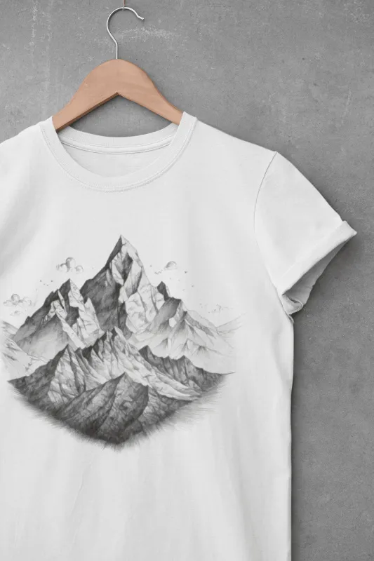 Mountain Range Pencil Art Unisex T-shirt made by Wander Trails