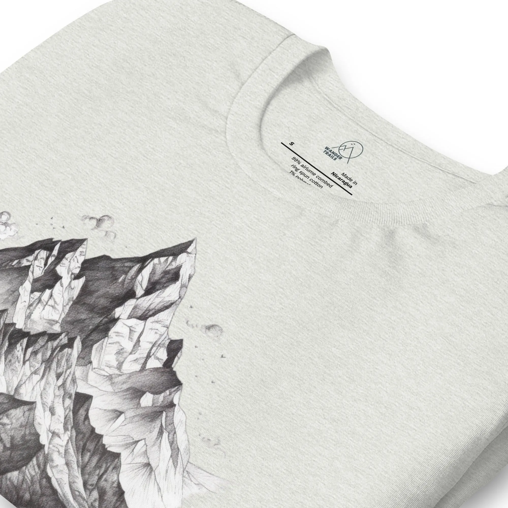 Mountain Range Pencil Art Unisex T-shirt sold by Wander Trails product image thumbnail 3