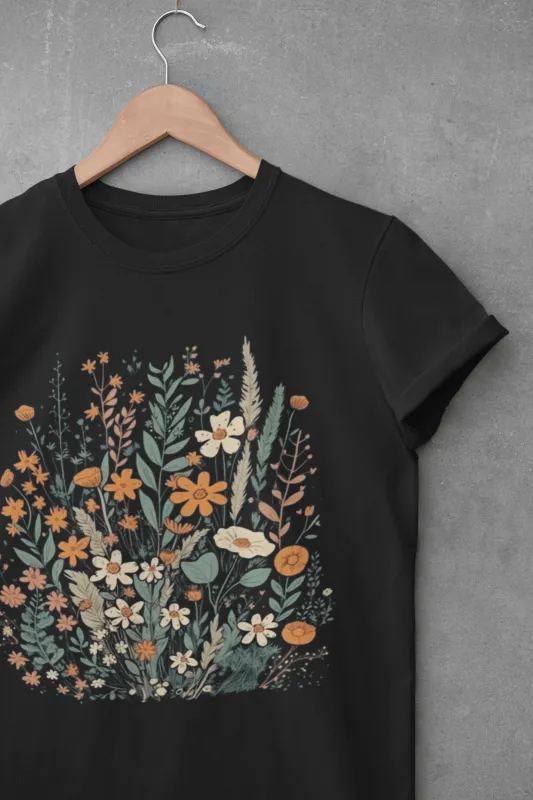 Retro Flowers Unisex T-shirt sold by Wander Trails