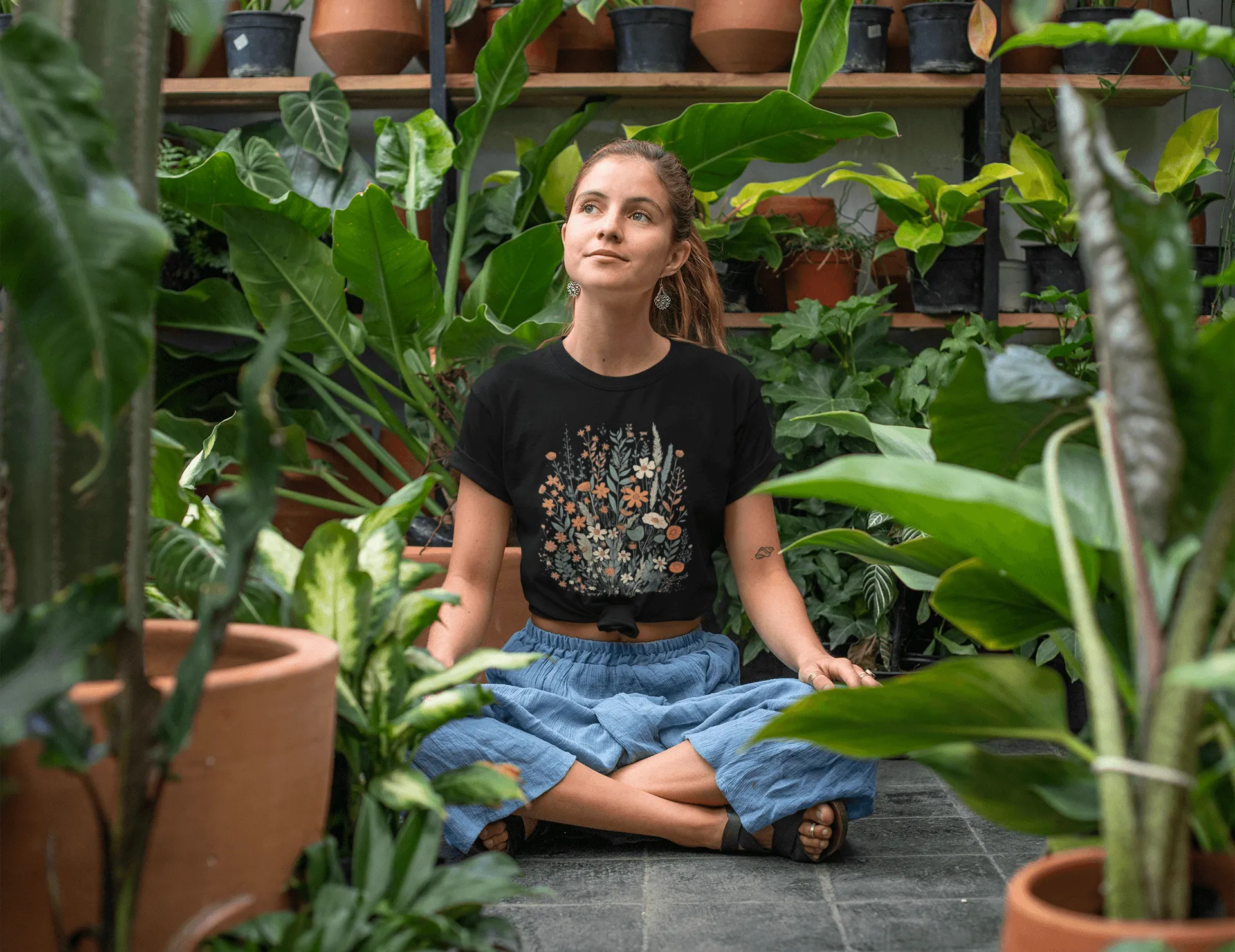 Retro Flowers Unisex T-shirt sold by Wander Trails product image thumbnail 3