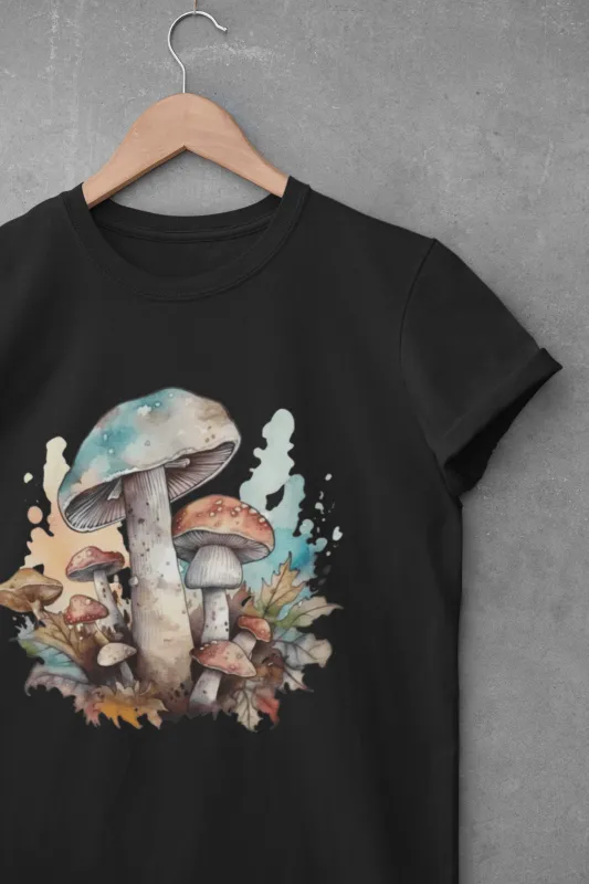 Watercolor Mushrooms Unisex T-shirt sold by Wander Trails