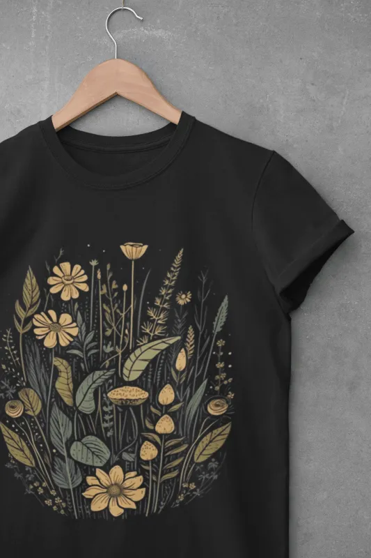 Yellow Wildflowers Retro Unisex T-shirt sold by Wander Trails