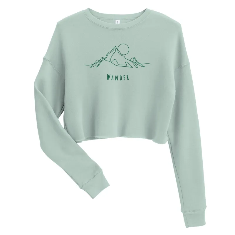 Mountain Wanderer Cropped Sweatshirt - Dusty Blue sold by Wander Trails