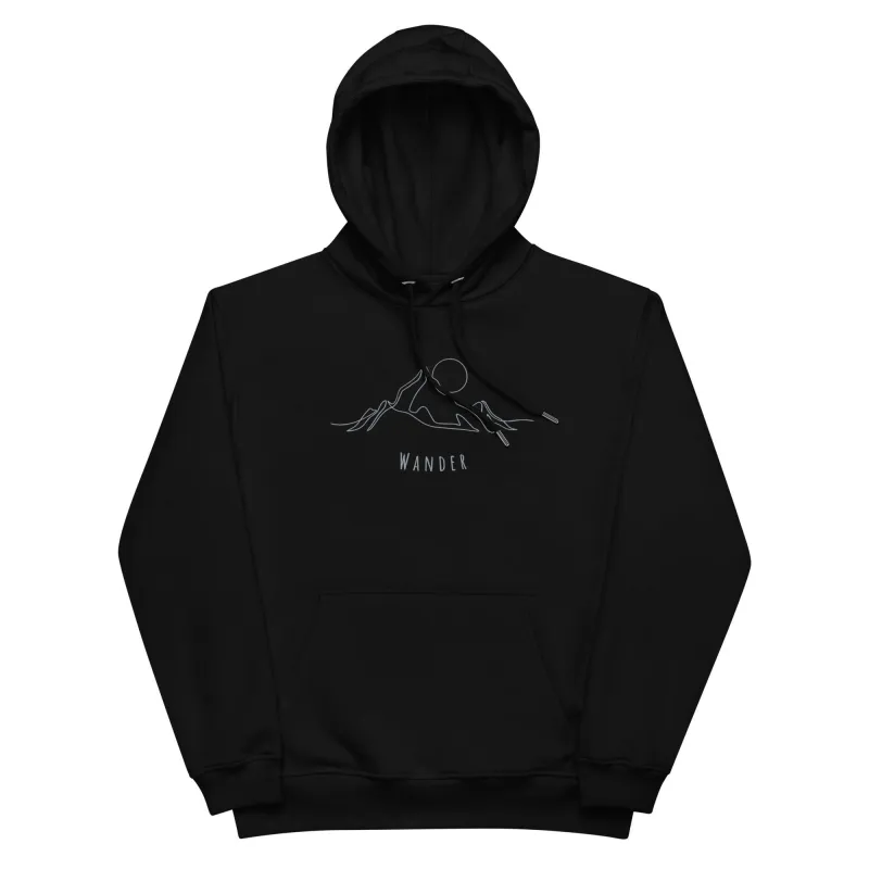 Mountain Wanderer - Embroidered Premium eco hoodie sold by Wander Trails