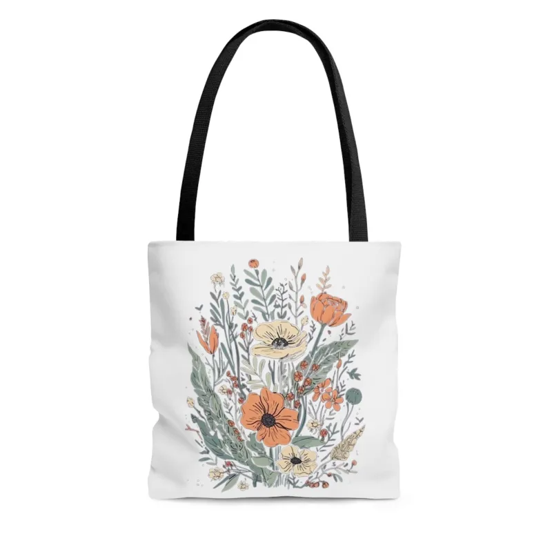 Wildflowers Retro Tote Bag - White made by Wander Trails