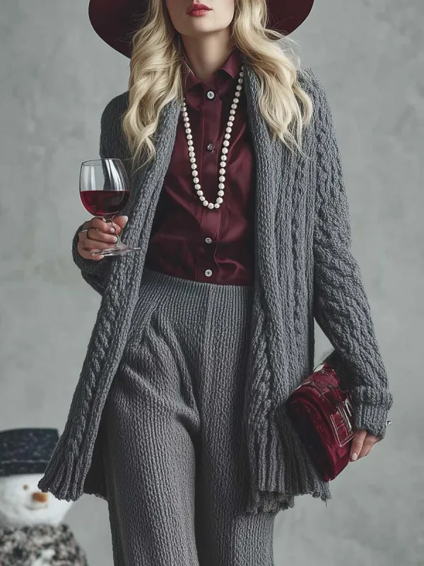 Comfortable And Stylish Exquisite Gray Cable Knit Cardigan sold by Oyrosy