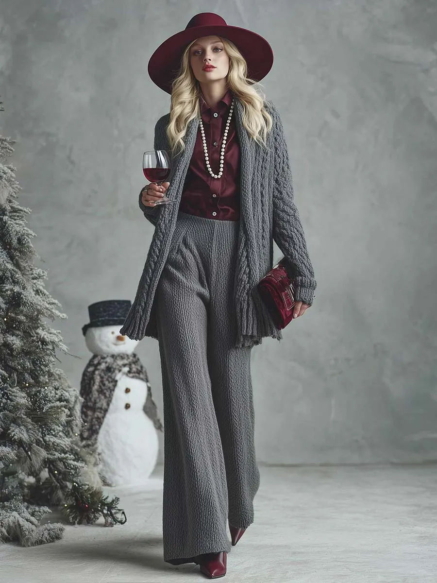 Exquisite And Fashionable Comfortable Gray Knitted Wide-leg Pants sold by Oyrosy product image thumbnail 2