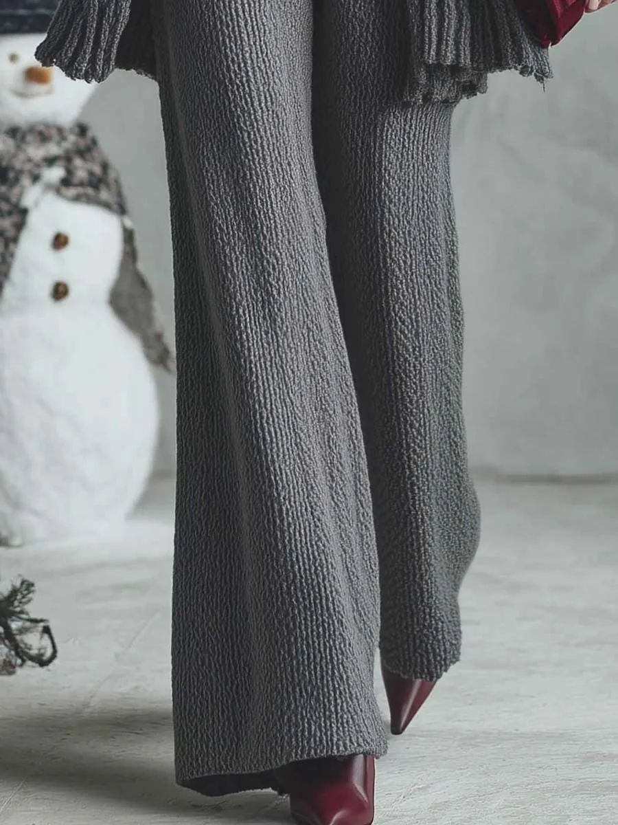 Exquisite And Fashionable Comfortable Gray Knitted Wide-leg Pants sold by Oyrosy product image thumbnail 4