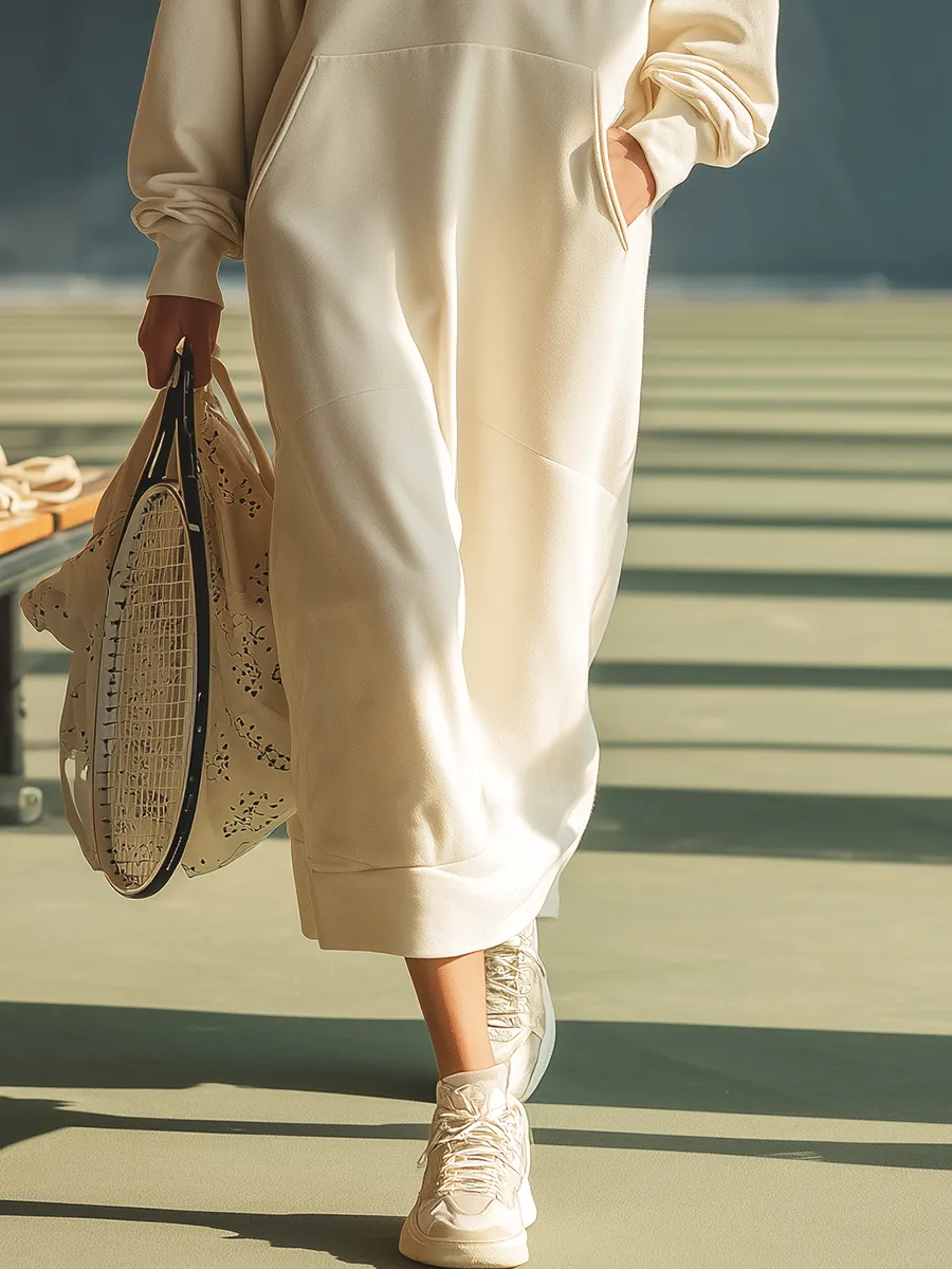 Sports Casual Retro Zipper Stand Collar Loose Maxi Dress sold by Oyrosy product image thumbnail 4