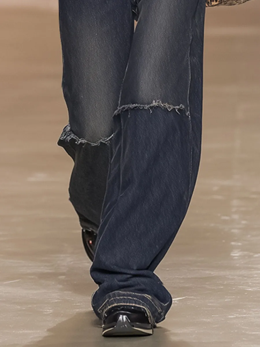 Retro Versatile Distressed Wide-leg Jeans sold by Oyrosy product image thumbnail 3