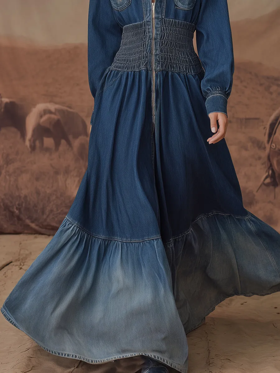 Retro Western Cowboy Hooded Maxi Dress sold by Oyrosy product image thumbnail 4