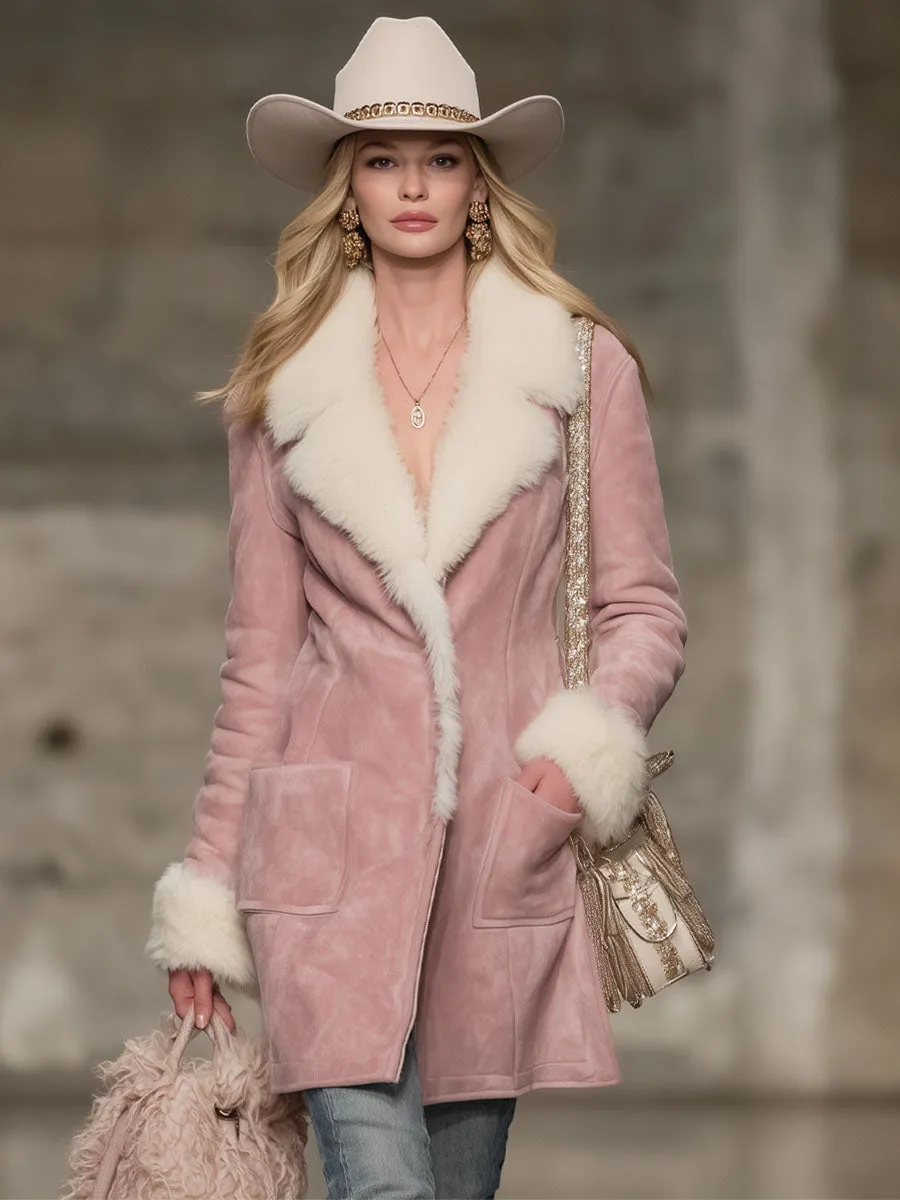 Lapel Faux Fur And Suede Warm Coat sold by Oyrosy product image thumbnail 4