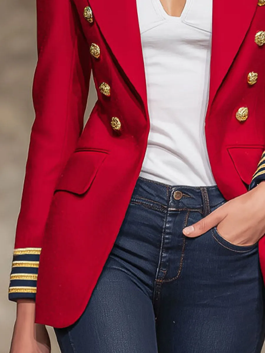 Lapel Double-breasted Double-pocket Woolen Blazer sold by Oyrosy product image thumbnail 3