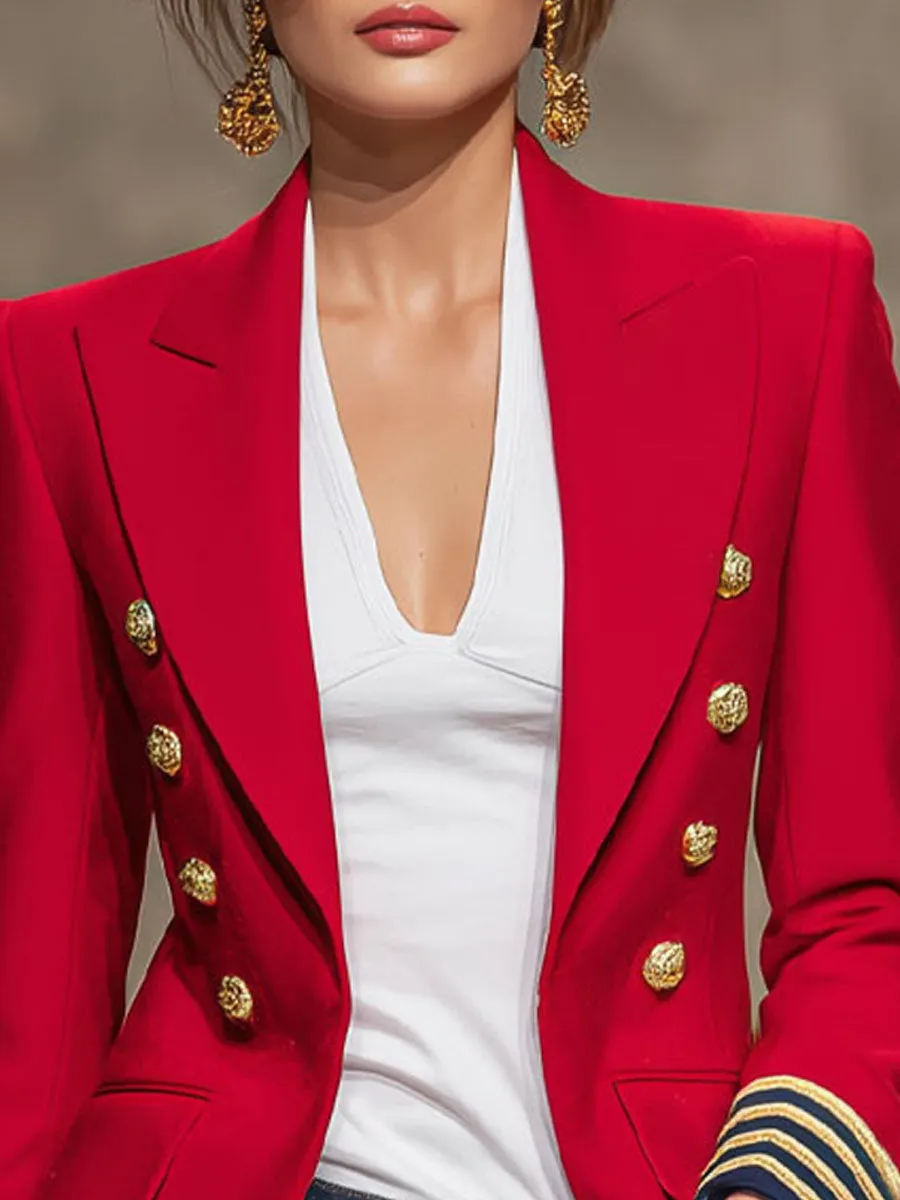 Lapel Double-breasted Double-pocket Woolen Blazer sold by Oyrosy product image thumbnail 2