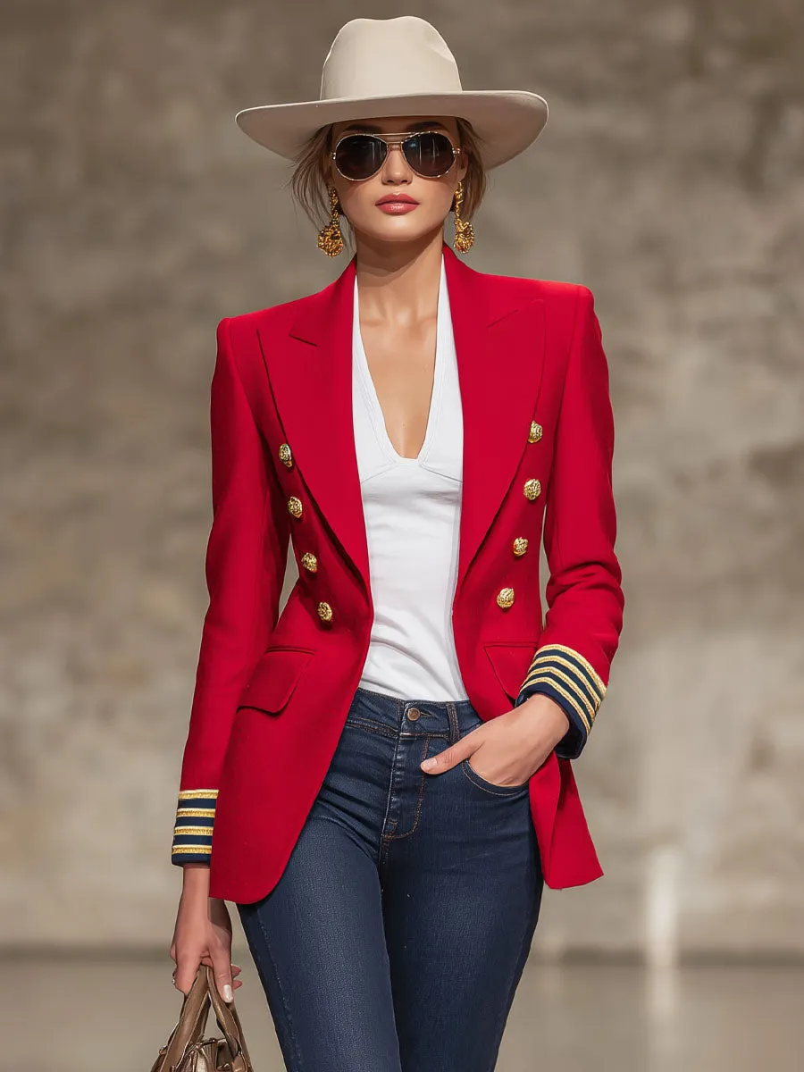 Lapel Double-breasted Double-pocket Woolen Blazer sold by Oyrosy product image thumbnail 4