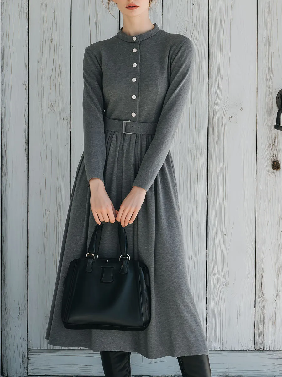 Casual And Comfortable Loose Gray Midi Dress sold by Oyrosy