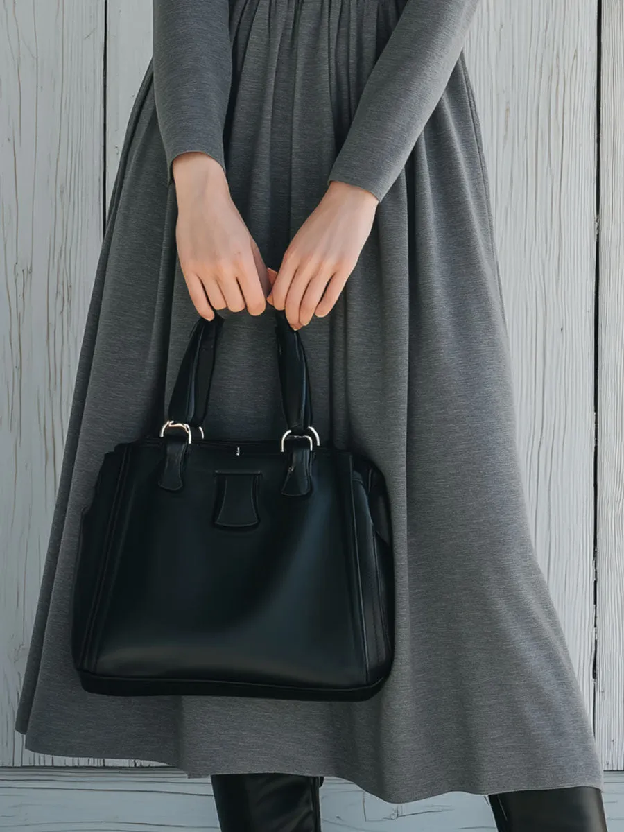 Casual And Comfortable Loose Gray Midi Dress sold by Oyrosy product image thumbnail 4