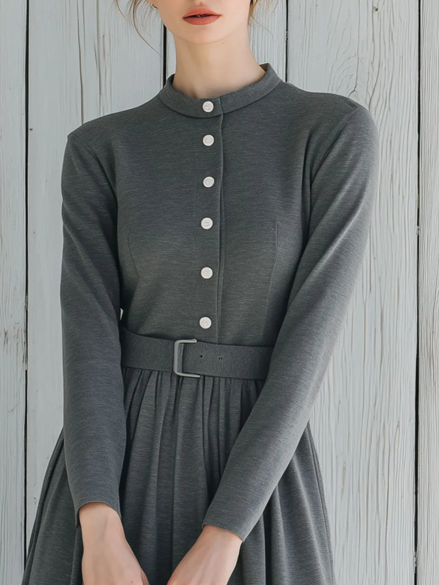 Casual And Comfortable Loose Gray Midi Dress sold by Oyrosy product image thumbnail 3