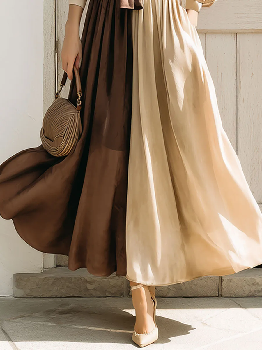 Vintage Brown Contrast Beige Velvet Maxi Dress sold by Oyrosy product image thumbnail 4