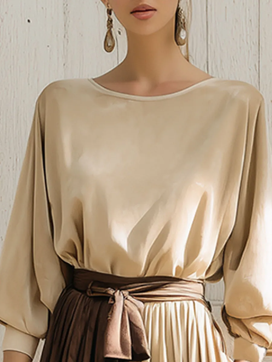 Vintage Brown Contrast Beige Velvet Maxi Dress sold by Oyrosy product image thumbnail 3