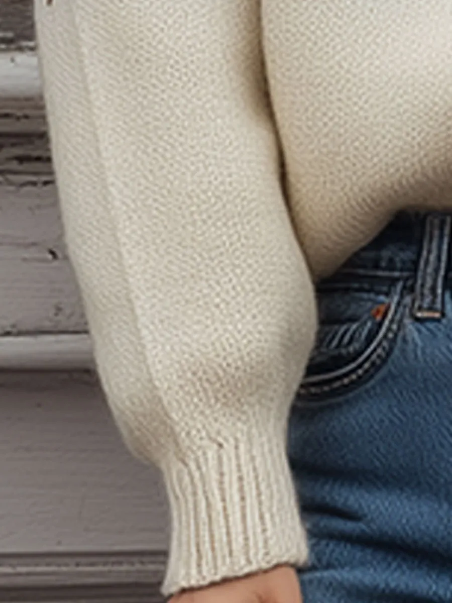 Vintage Beige Patchwork Western Pattern Wool Sweater sold by Oyrosy product image thumbnail 4