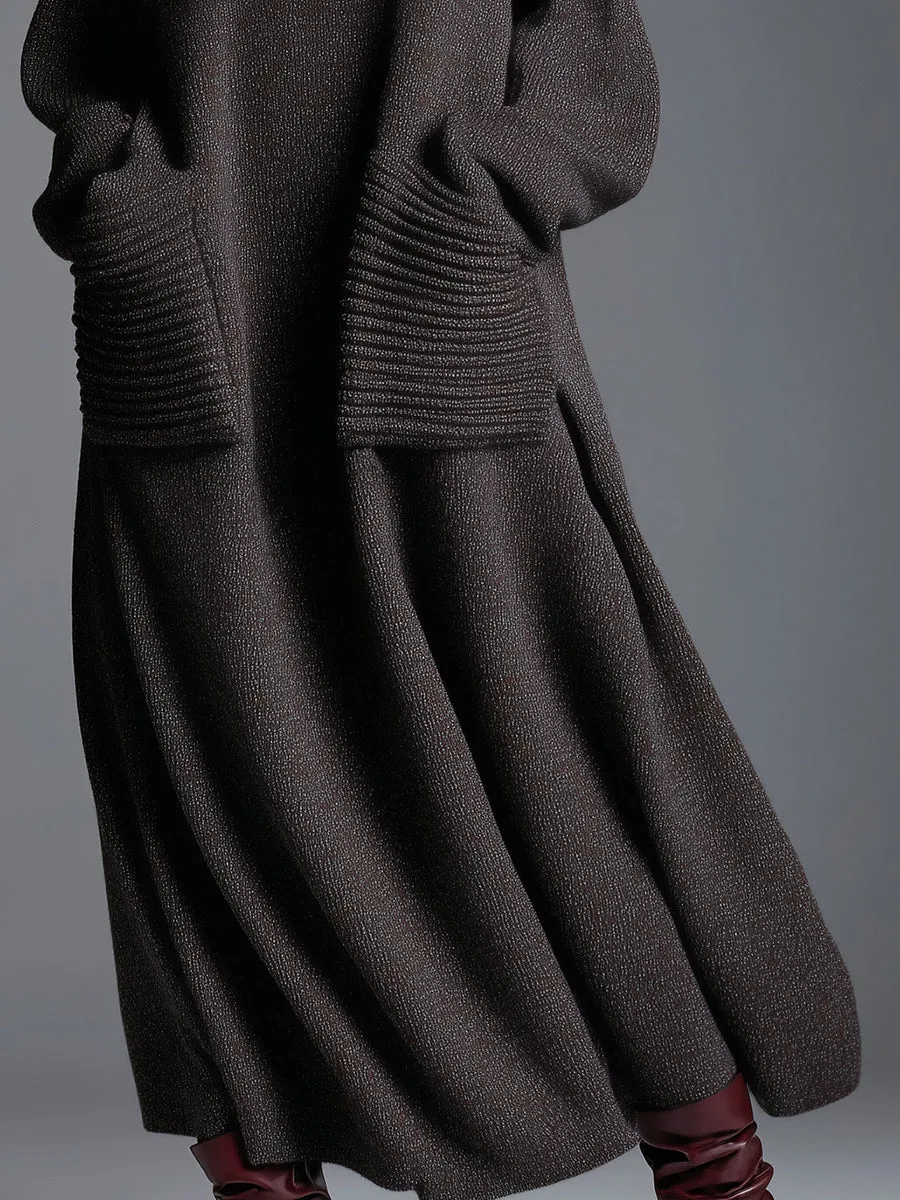 High-end Fashionable Loose Neckline Brown Knitted Maxi Dress sold by Oyrosy product image thumbnail 4