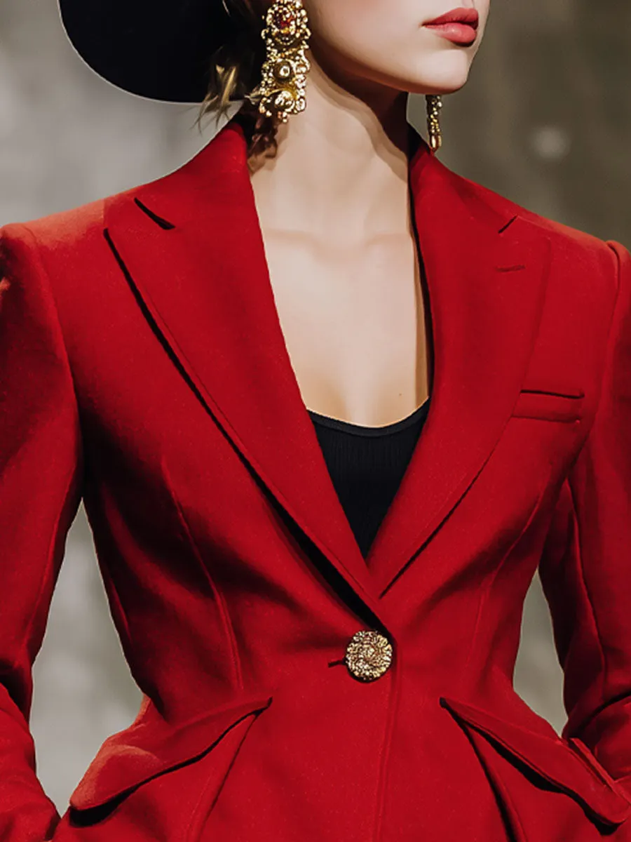 Elegant Lapel Single Button Woolen Blazer sold by Oyrosy product image thumbnail 2