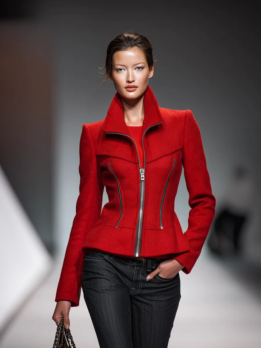 Urban Elegant Vintage Zipper Stand Collar Jacket sold by Oyrosy product image thumbnail 2