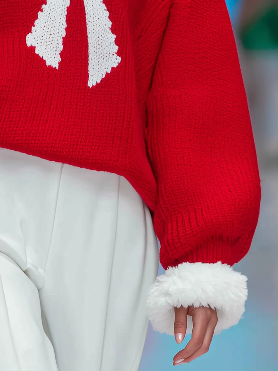 Urban Retro Round Neck Bow Pullover Sweater sold by Oyrosy product image thumbnail 4