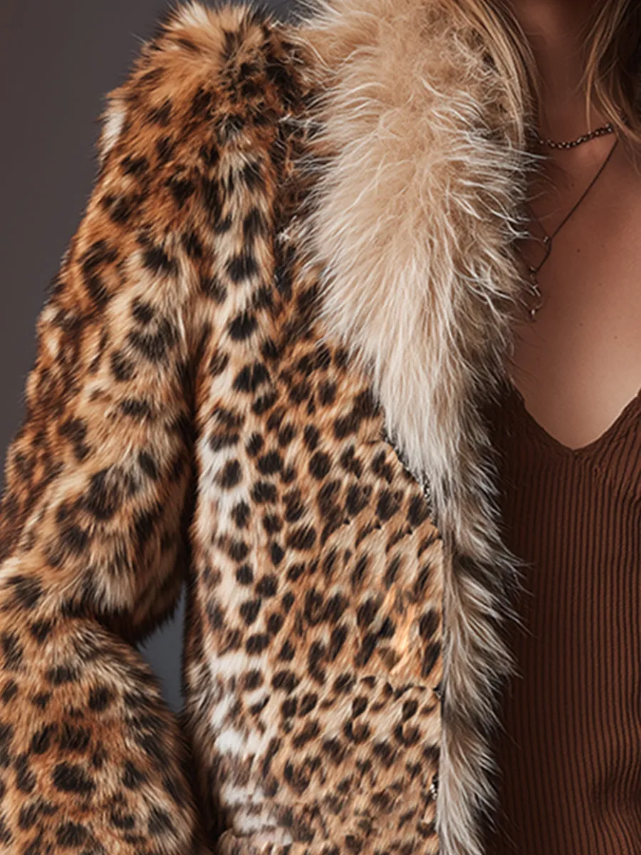 Vintage Fashion Brown Leopard Faux Fur Jacket sold by Oyrosy product image thumbnail 4