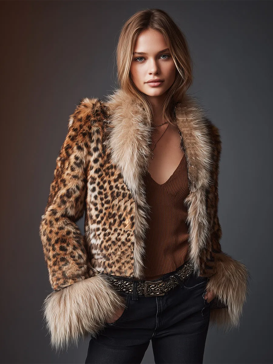 Vintage Fashion Brown Leopard Faux Fur Jacket sold by Oyrosy product image thumbnail 2