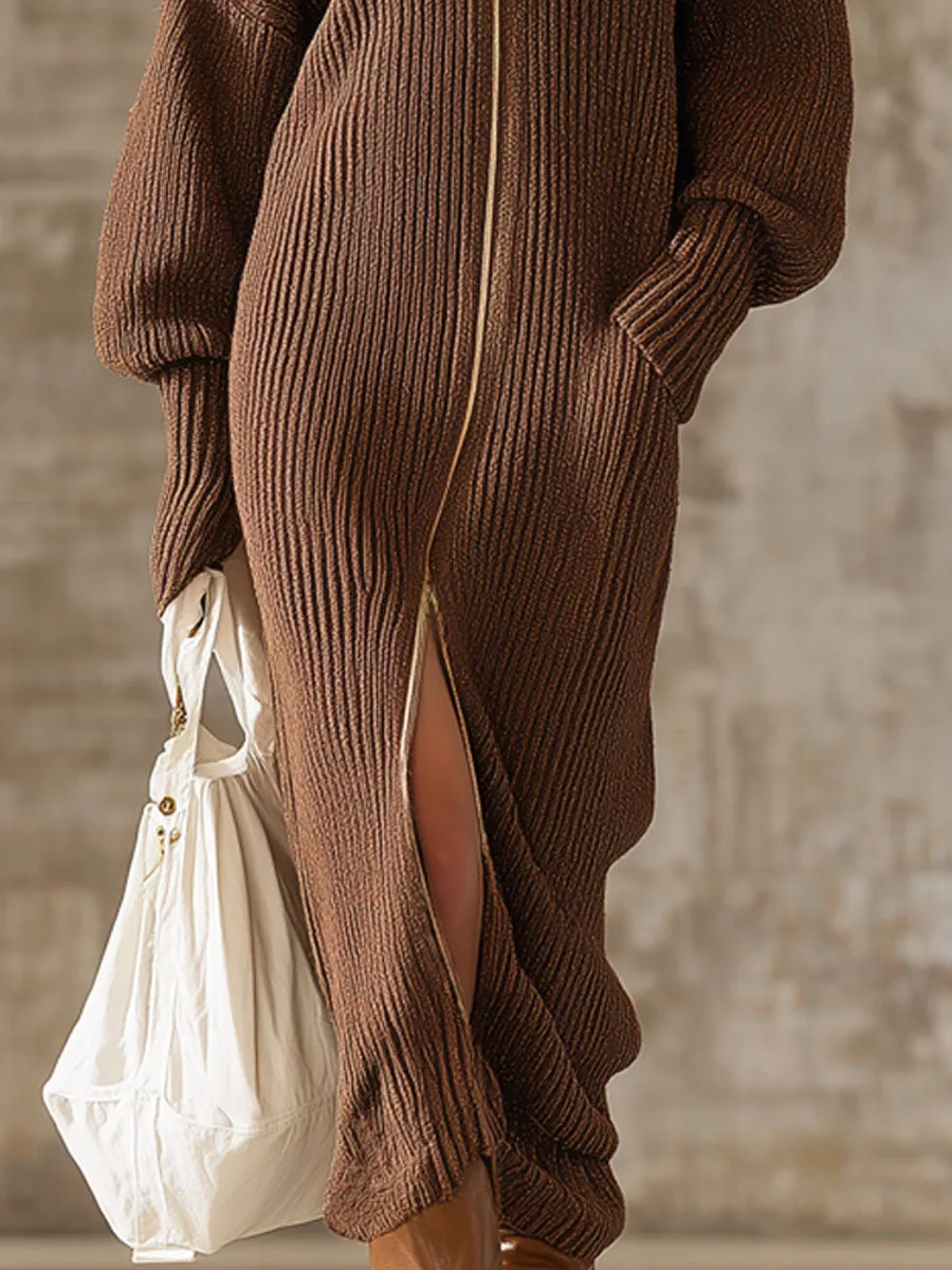 Loose Fit Hooded Zip-Up Cardigan sold by Oyrosy product image thumbnail 3