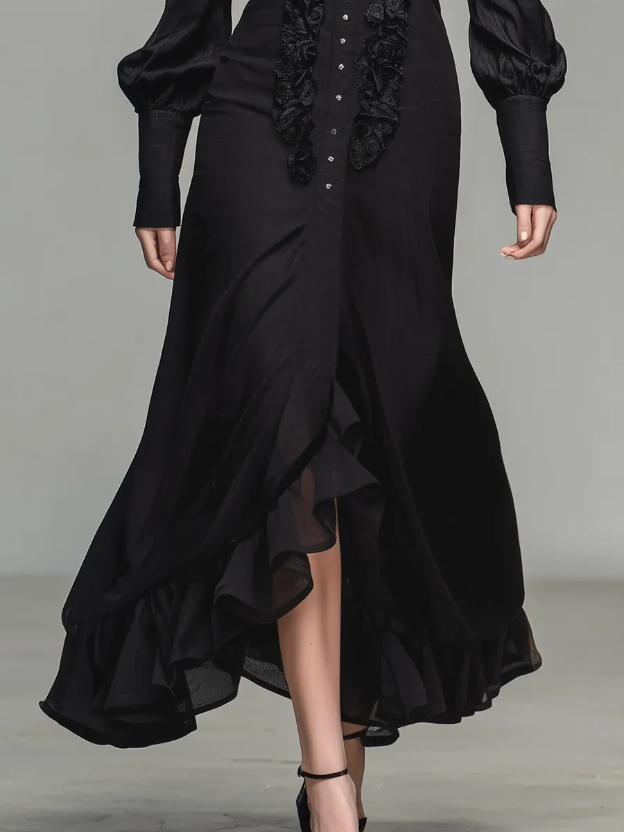 Elegant Square Neck Long Sleeve Maxi Dress sold by Oyrosy product image thumbnail 4