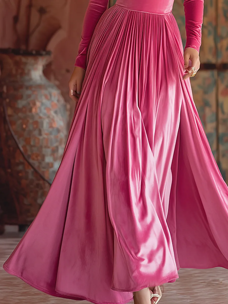 Fashionable And Elegant Hollow Neckline Waist A-line Velvet Maxi Dress sold by Oyrosy product image thumbnail 4
