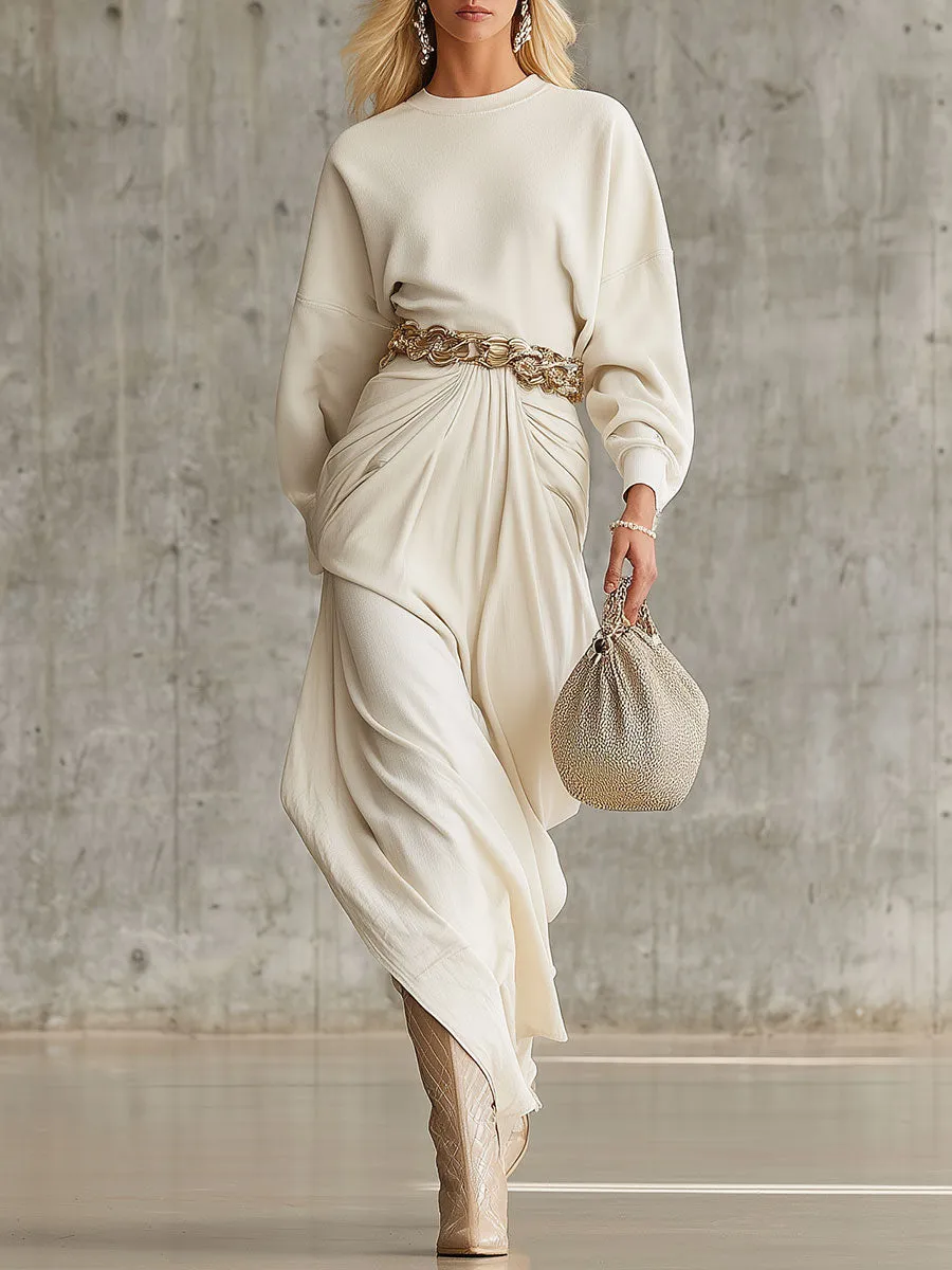 Fashionable Loose White Maxi Dress sold by Oyrosy