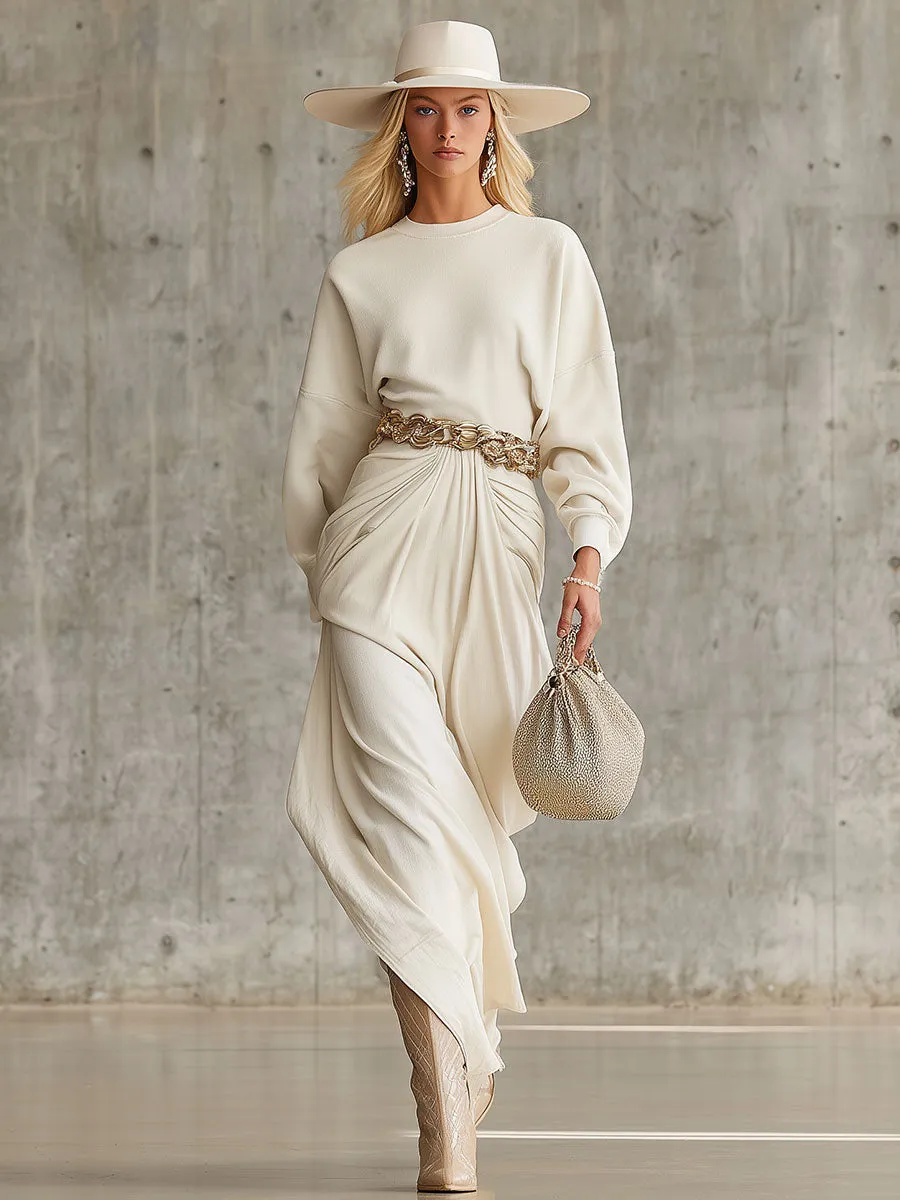 Fashionable Loose White Maxi Dress sold by Oyrosy product image thumbnail 2
