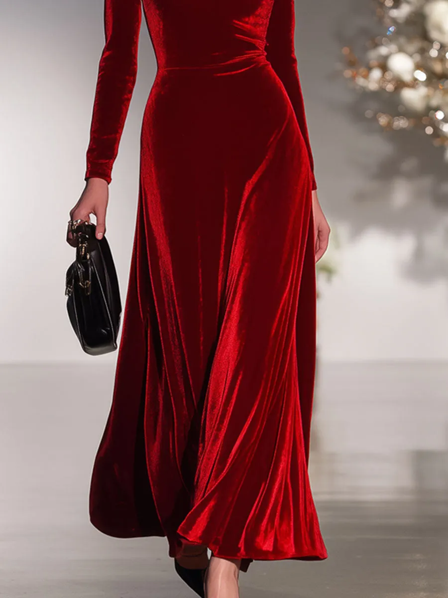 Elegant Velvet Lace Maxi Dress sold by Oyrosy product image thumbnail 3