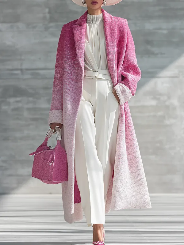 Urban Elegance Pink Gradient Long Coat sold by Oyrosy