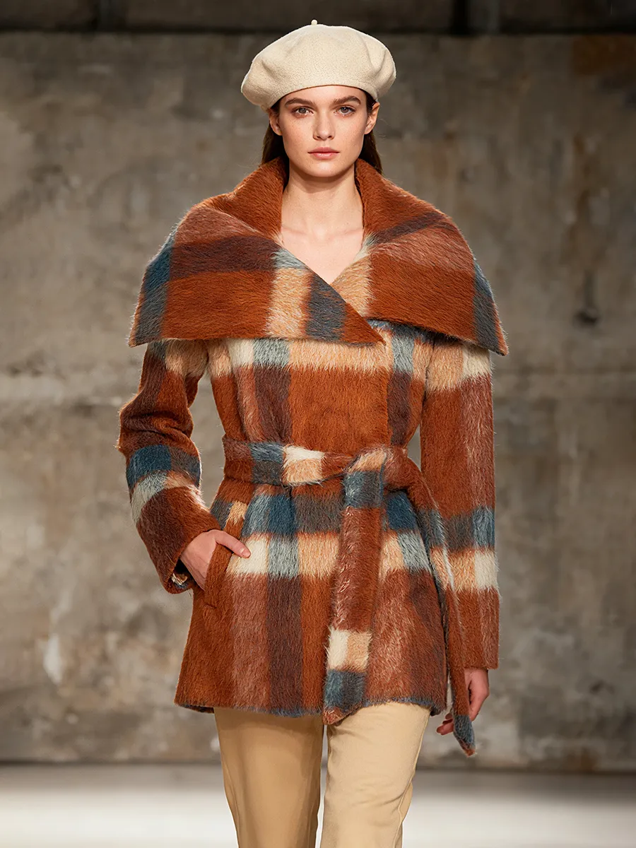 Retro Fashion Shawl Collar Plaid Coat sold by Oyrosy product image thumbnail 2