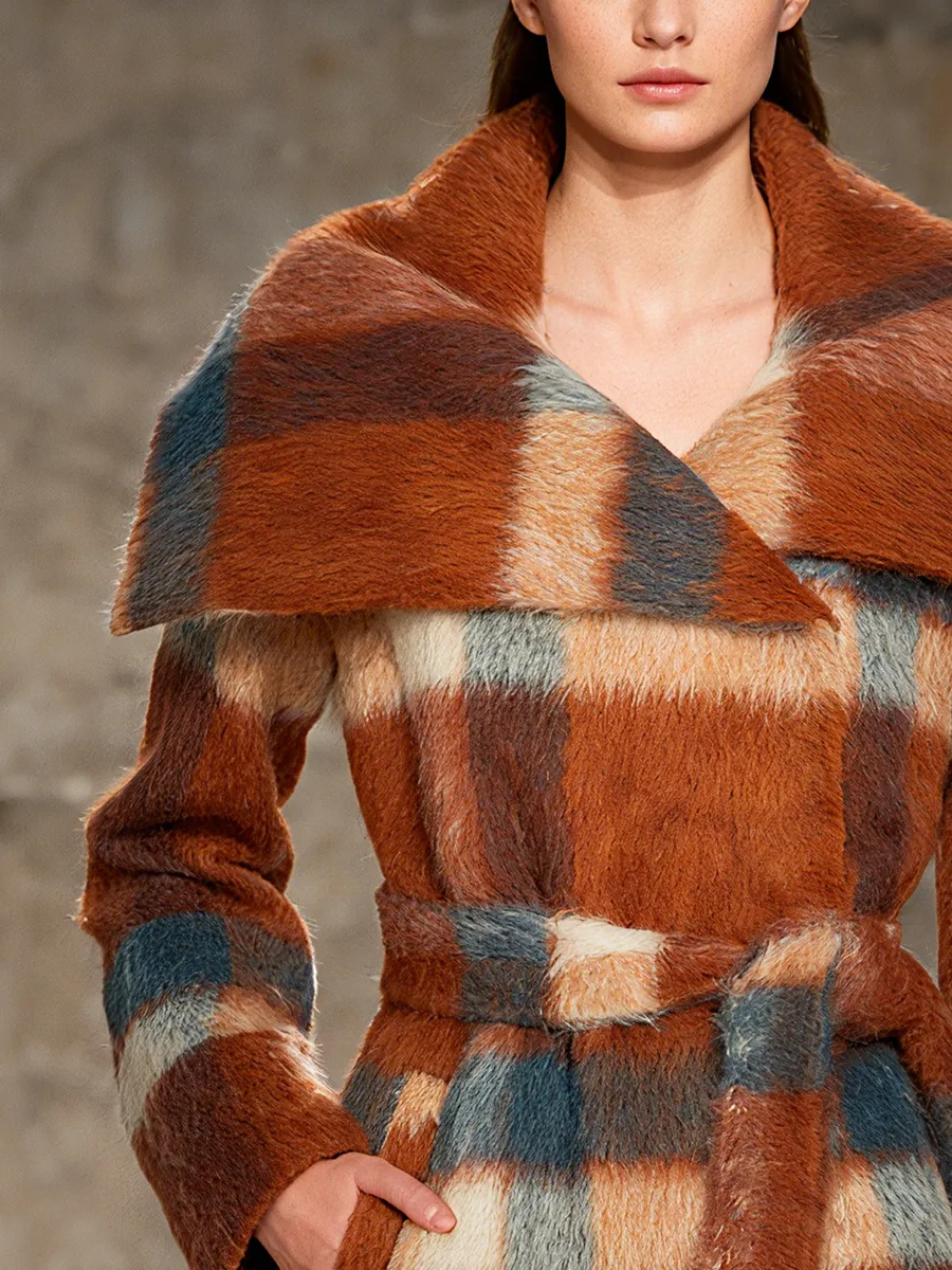 Retro Fashion Shawl Collar Plaid Coat sold by Oyrosy product image thumbnail 3