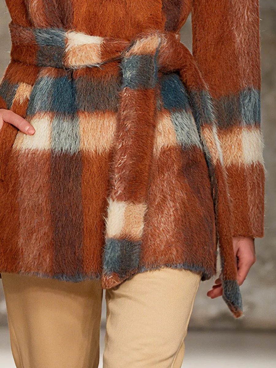 Retro Fashion Shawl Collar Plaid Coat sold by Oyrosy product image thumbnail 4