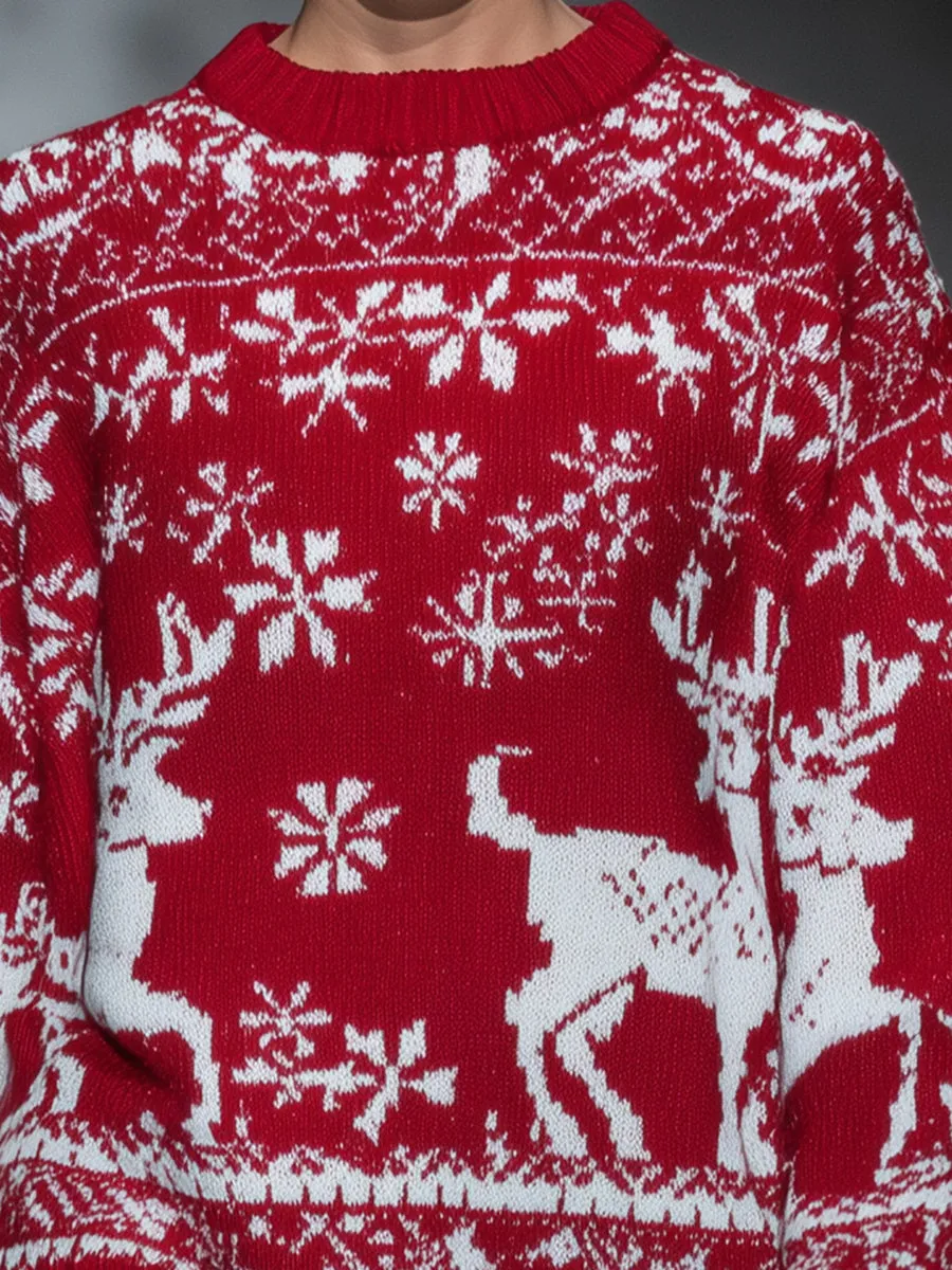 Christmas Element Round Neck Red Sweater sold by Oyrosy product image thumbnail 3