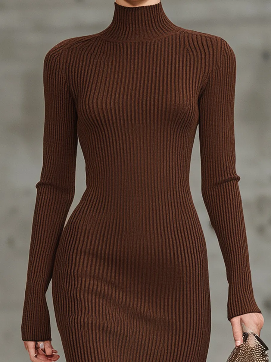 Fashionable And Elegant Brown Skirt Spliced lace Miid Dress sold by Oyrosy product image thumbnail 3