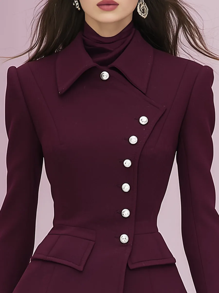 Elegant Lapel Buttoned Grapeseed Wool Blazer sold by Oyrosy product image thumbnail 3