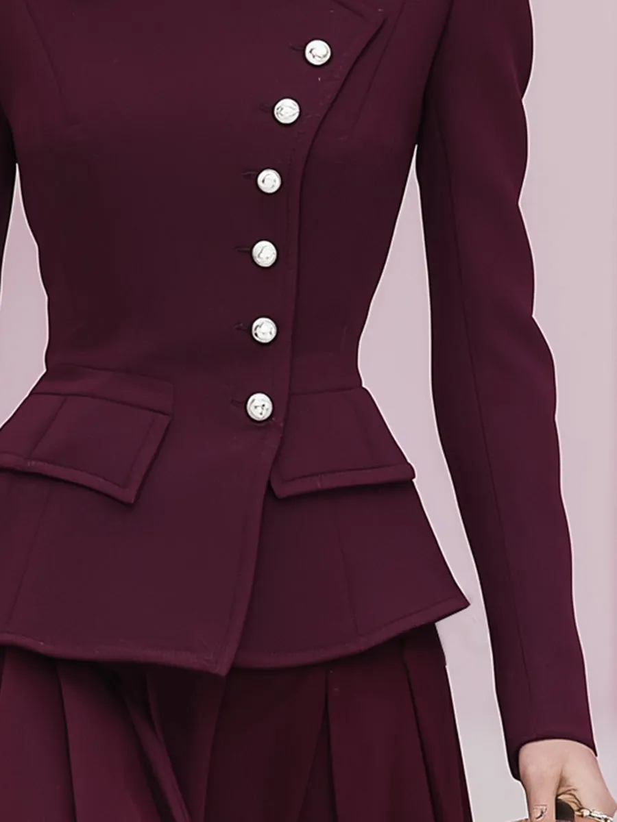 Elegant Lapel Buttoned Grapeseed Wool Blazer sold by Oyrosy product image thumbnail 4